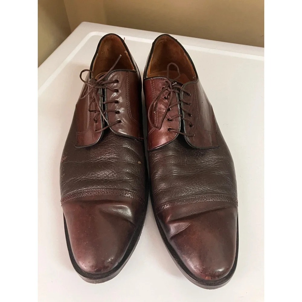 Mezlan Orbison Mens Brown Leather Cap Toe Derby Dress Shoes 13 M Spain NEW SOLES